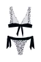 Black Leopard Bowknot Bralette Bikini Top & Tie Side Thong Bottom